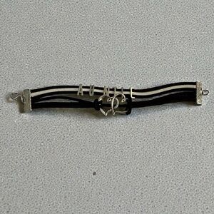 Auntie Black and Silver Hearts Bracelet